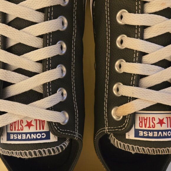 Grey Leather Converse All Stars Low Top Sneakers Men's Size 9 Women's Size 11 - Picture 10 of 12